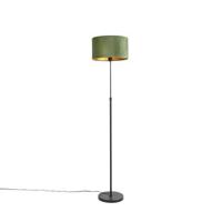 QAZQA Vloerlamp zwart met velours kap groen met goud 35 cm - Parte