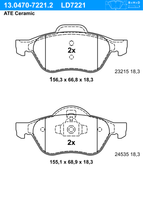 Remblokkenset, schijfrem ATE Ceramic ATE, u.a. für Renault - thumbnail