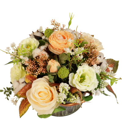 Zijdebloemen biedermeier zalm - wit Zijdebloemen biedermeier zalm - wit