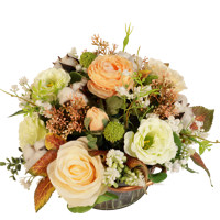 Zijdebloemen biedermeier zalm - wit