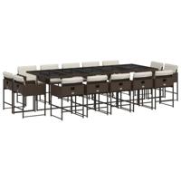 vidaXL 15-delige Tuinset met kussens poly rattan bruin, loungeset, loungeset tuin, tuinbankenset, tuintafel, loungeset buiten, tuinset lounge