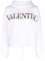 Valentino Garavani hoodie à logo brodé de sequins - Blanc