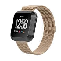 By Qubix - Milanese Compatible met Fitbit Versa 1/2 & Lite bandjes Maat: Large - Vintage Goud - Compatible fitbit bandje
