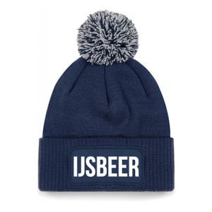 IJsbeer muts met pompon unisex one size - Navy