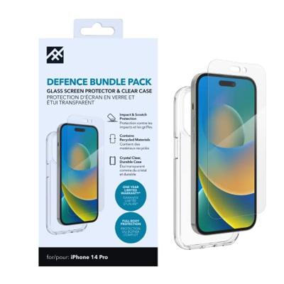 ZAGG iFrogz Defensie beschermhoes compatibel met iPhone 14 Pro, bonusschermbeschermer, duurzaam, klikbestendig, antislip, slank, gerecycled, helder