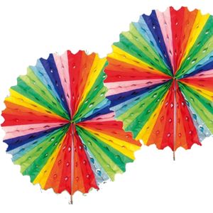 Honeycomb waaiers multi color 45 cm   -