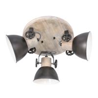 Steinhauer Industriële plafondlamp Gearwood 3-lichts antraciet met hout 3063A - thumbnail