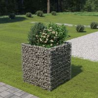 Gabion plantenbak verhoogd 90x90x100 cm gegalvaniseerd staal - thumbnail