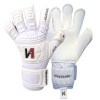 ONEKEEPER Solide, geheel wit of geheel zwart, professionele keepershandschoen voor kinderen - Jeugd - Volwassenen | GK voetbal keepershandschoenen | 3,5 mn contact latex | Fusion Cut (maat 8)