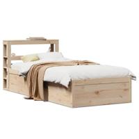 vidaXL Bedframe met hoofdbord massief grenenhout 90x190 cm, bed, bed ombouw, eenpersoonsbed, bedbodem, slaapkamermeubel, 1 persoonsbed