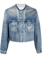 Maison Margiela veste en jean crop à design sans col - Bleu - thumbnail