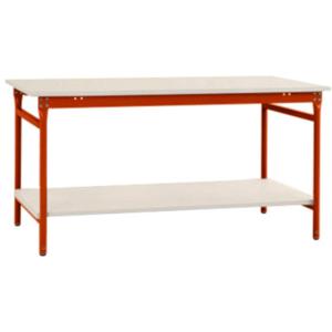 Manuflex BB5201.2001 Compleet bijzettafel basis stationair met melamine schijf + legplank, bxdxh: 750 x 500 x 780 mm Rood-oranje (RAL 2001)