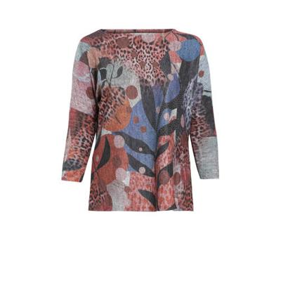 Paprika top met all over print en strass steentjes multi