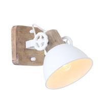 Steinhauer Retro wandlamp Gearwood wit met houtbruin 7968W - thumbnail