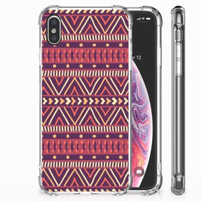 Apple iPhone Xs Max Doorzichtige Silicone Hoesje Aztec Paars Apple iPhone Xs Max Doorzichtige Silicone Hoesje Aztec Paars