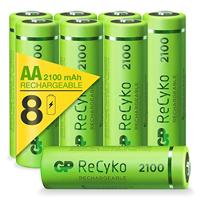 GP Batterijen ReCyko+ HR06 AA Batterijen NiMH 2100 mAh 1,2 V Pack van 8