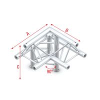 Showtec DT22-011 3-weg truss koppelstuk Apex Up, Hoek 90 + Links omlaag