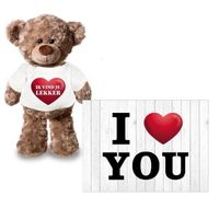 I Love You wenskaart/ansichtkaart/Valentijnskaart met ik vind je lekker teddybeer   - - thumbnail