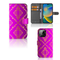 Wallet Case iPhone 14 Pro Max Barok Roze - thumbnail