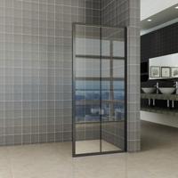 Inloopdouche Wiesbaden 90x200cm Zwart 10mm Helder Glas Nano met Handdoekhouder