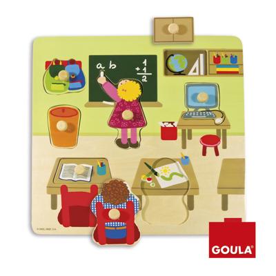 Goula vormenpuzzel Op School junior 28 cm hout 7 stukjes Goula vormenpuzzel Op School junior 28 cm hout 7 stukjes