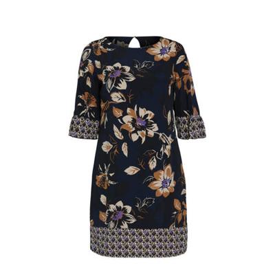 Paprika gebloemde jurk donkerblauw/lila/bruin Paprika gebloemde jurk donkerblauw/lila/bruin