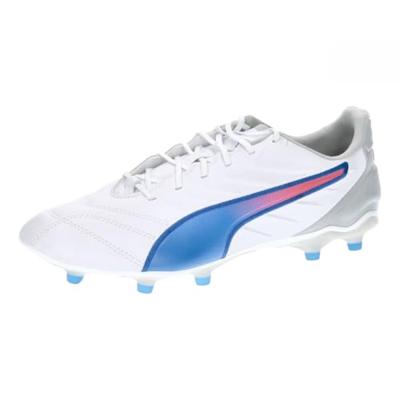 PUMA Unisex King Pro Fg/Ag voetbalschoen, Puma Wit Bluemazing Flat Licht Grijs, 43 EU