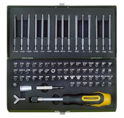 Proxxon Industrial Proxxon 23 107 Bitset 75-delig Plat, Kruiskop Phillips, Kruiskop Pozidriv, Tri-Wing, Binnen-vierkant (Robertson), Clutch, Veeltand (XZN),
