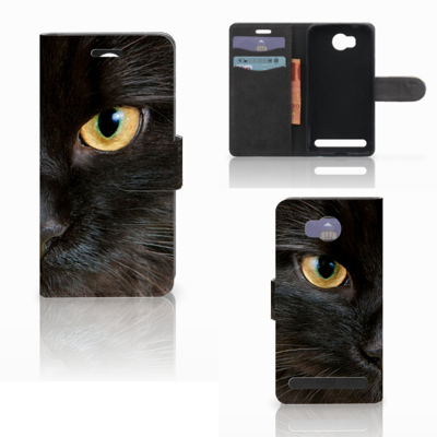 Huawei Y3 2 | Y3 II Telefoonhoesje met Pasjes Zwarte Kat Huawei Y3 2 | Y3 II Telefoonhoesje met Pasjes Zwarte Kat