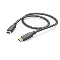 Hama USB-C-kabel stekker - USB-C stekker (3A, 20V, 480 Mbit/s, verguld, 1,5 m) zwart