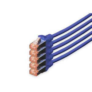 Digitus DK-1644-100-B-5 RJ45 Netwerkkabel, patchkabel CAT 6 S/FTP 10.00 m Blauw Folie afscherming, Afscherming totaal, Afgeschermd, Halogeenvrij, Simplex,