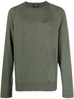 A.P.C. pull en laine vierge à logo brodé - Vert