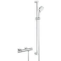 Doucheset Grohe Grohtherm 1000 Performance Opbouw Rond Glans Chroom Hartafstand 15cm Thermostaatkraan Glijstang 90cm Handdouche 2 Standen