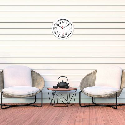 TFA Dostmann 60.3542.02 Wandklok Zendergestuurd 30 cm Wit Geschikt voor vochtige ruimtes, Spatwaterdicht