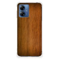 Motorola Moto G14 Stevig Telefoonhoesje Donker Hout