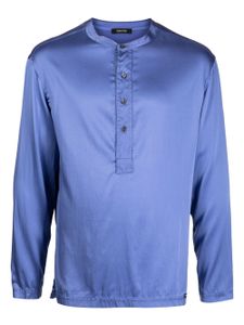 TOM FORD collarless satin-finish pajama shirt - Bleu