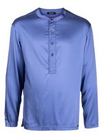 TOM FORD collarless satin-finish pajama shirt - Bleu - thumbnail