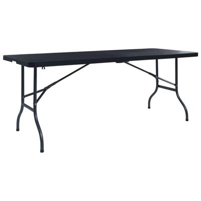 Tuintafel inklapbaar 180x75x72 cm HDPE en kunstrattan zwart