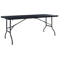 Tuintafel inklapbaar 180x75x72 cm HDPE en kunstrattan zwart
