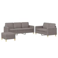 vidaXL 3-delige Loungeset met kussens stof taupe