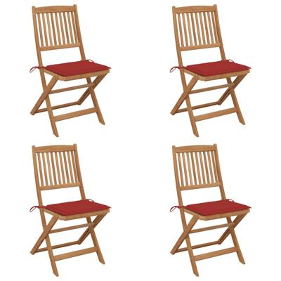 vidaXL Tuinstoelen 4 st inklapbaar met kussens massief acaciahout vidaXL Tuinstoelen 4 st inklapbaar met kussens massief acaciahout