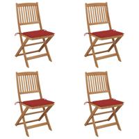 vidaXL Tuinstoelen 4 st inklapbaar met kussens massief acaciahout