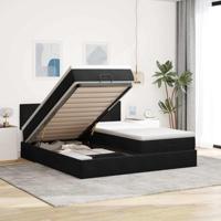 vidaXL Ottoman bed met matrassen en LED's 180x200cm fluweel zwart, bedframe, ottoman bedframe, bedframe met opbergruimte onder het bed, bedframe met opbergruimte