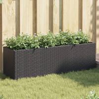 Plantenbak met 3 potten 105x30x32 cm poly rattan zwart - thumbnail