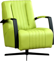 Felgroene leren industriële draaifauteuil Galaxy - staal zwart frame met stervoet - Toledo Leer Lime (felgroen leer)