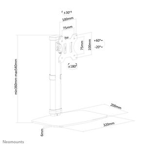 Neomounts FPMA-D890BLACK 1-voudig Monitor-tafelbeugel 25,4 cm (10) - 76,2 cm (30) Kantelbaar, Zwenkbaar Zwart