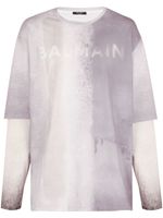 Balmain t-shirt à logo imprimé - Gris