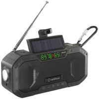 Renkforce RF-CR-300 Outdoorradio VHF (FM), Middengolf Noodradio, Bluetooth, SD Oplaadbaar, Zonnepaneel, Handslinger, Zaklamp Zwart - thumbnail