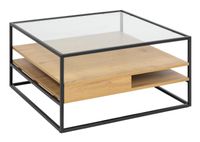 Bendt Salontafel Maikel Eiken en glas, 80 x 80cm - Transparant - Vierkant