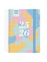 Finocam Secundaire kalender 2025/2026, 1 dag per pagina, september 2025 - juni 2026 (onderwijsjaar), juli en augustus als overzicht, kunst Spaans